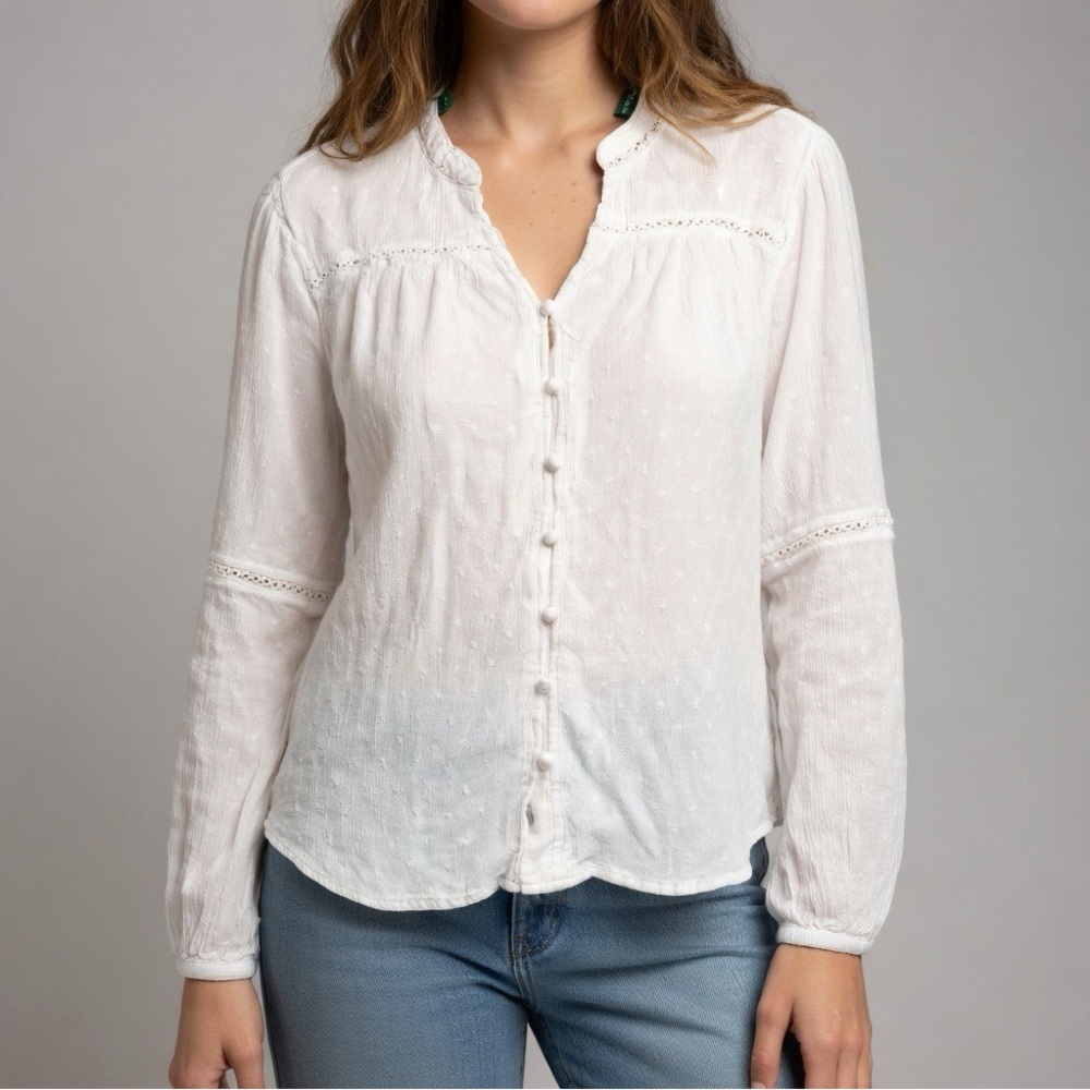 Women’s Dip Brand White Textured Casual Summer Blouse | Size XL